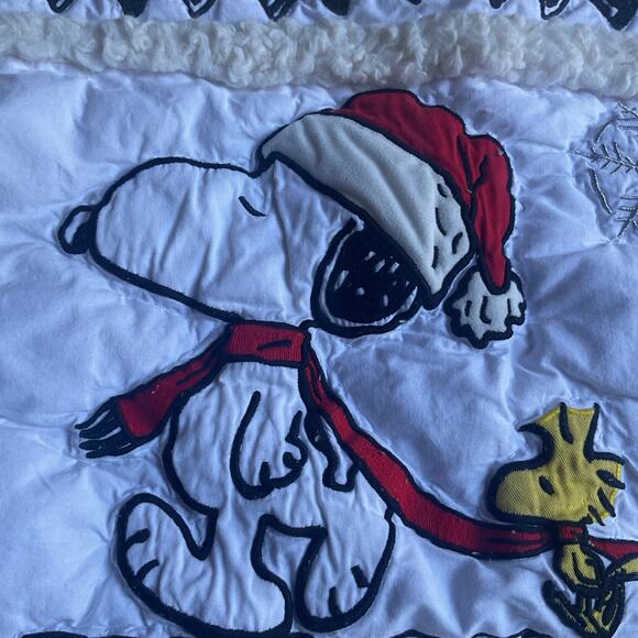 Peanuts Snoopy Christmas Quilted Pillow Cover Panel 26x21 Santa Hat Holiday - Picture 3 of 6